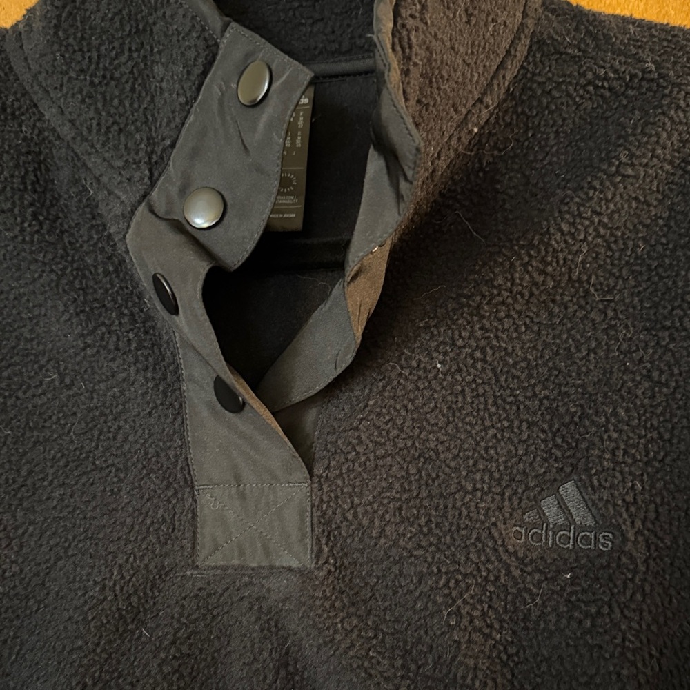 Adidas Black Button-Up Cropped Fleece - NWOT